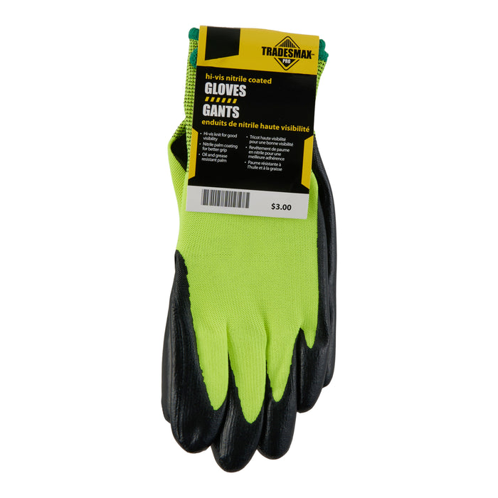 Tradesmax Pro Men's HIVIS Nitrile Dipped Gloves