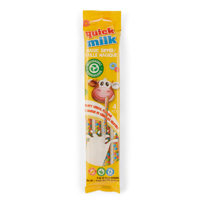 Pailles à saveur de céréales fruitées Quick Milk, 24 g, emb. de 4