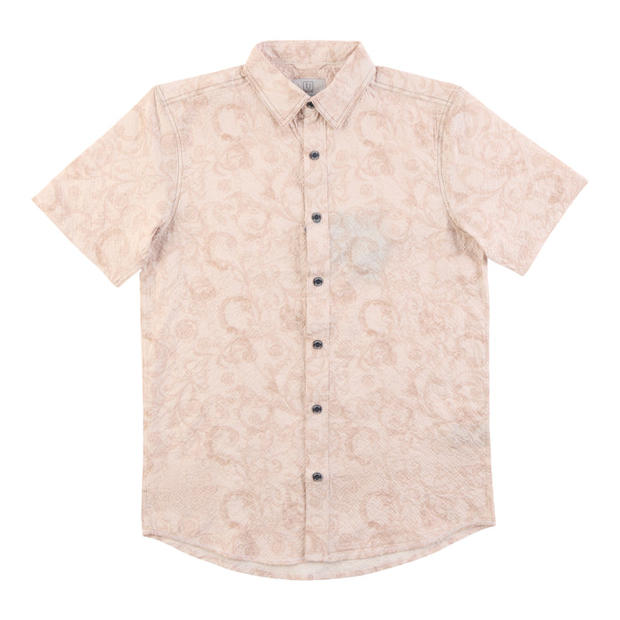 Chemise texturée boutonnée à manches courtes pour hommes