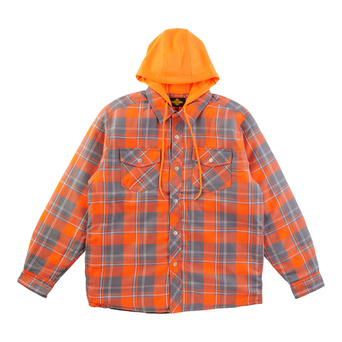 Veste trompe-l'œil à capuchon à carreaux haute visibilité Tradesmax Pro pour hommes