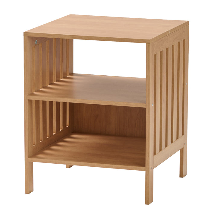 HomeStyles Natural Slat Side Table, 15.7-in x 15.7-in x 19.5-in.