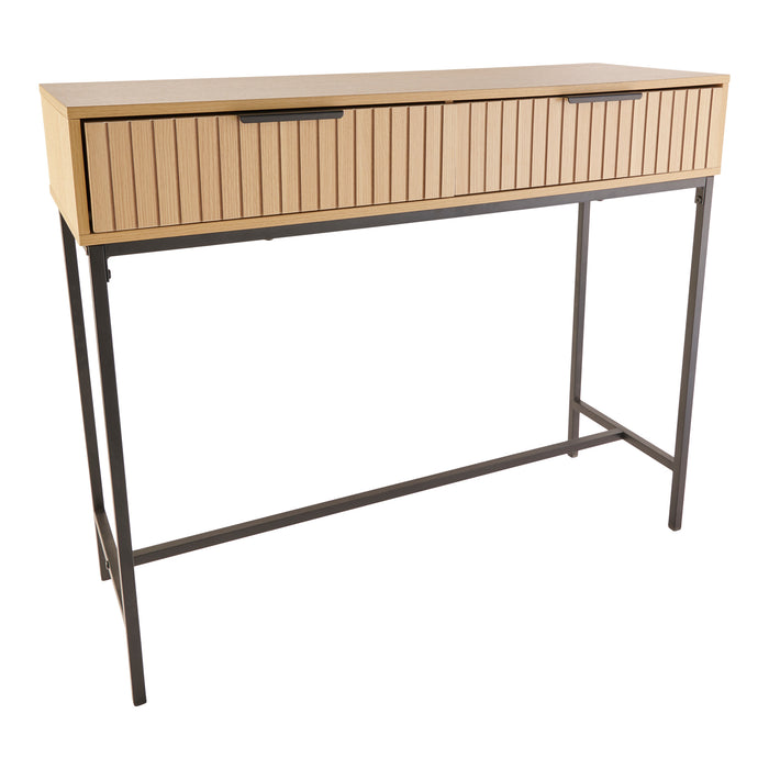 Console côtelée avec tiroirs HomeStyles, 35,5 po x 12 po x 29 po