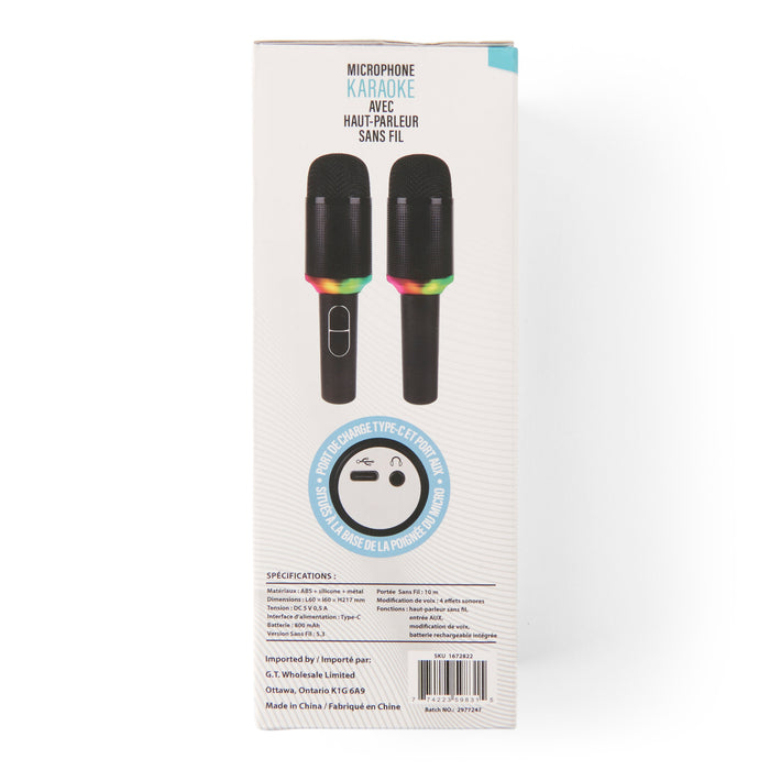 Micro avec haut-parleur de karaoké, 2,4 po x 2,4 po x 8,5 po