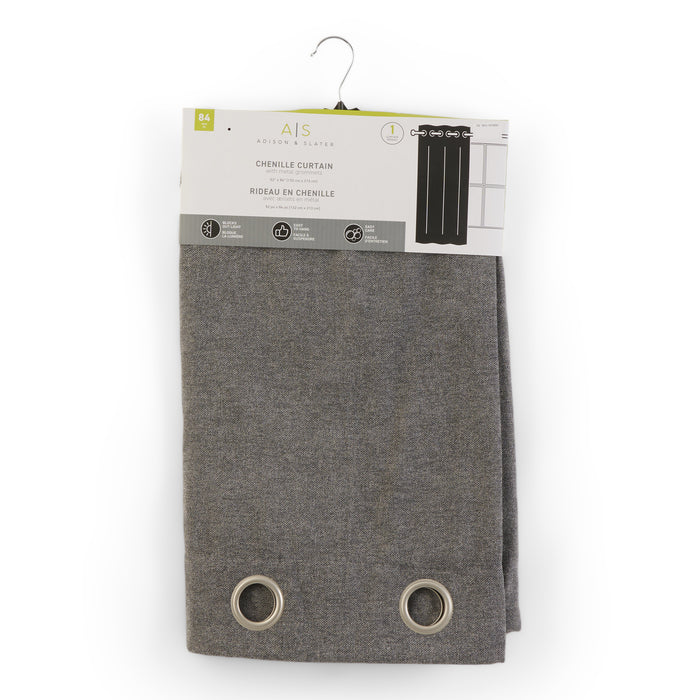 Chenille Curtain with Metal Grommets, Assorted, 52-in x 84-in.