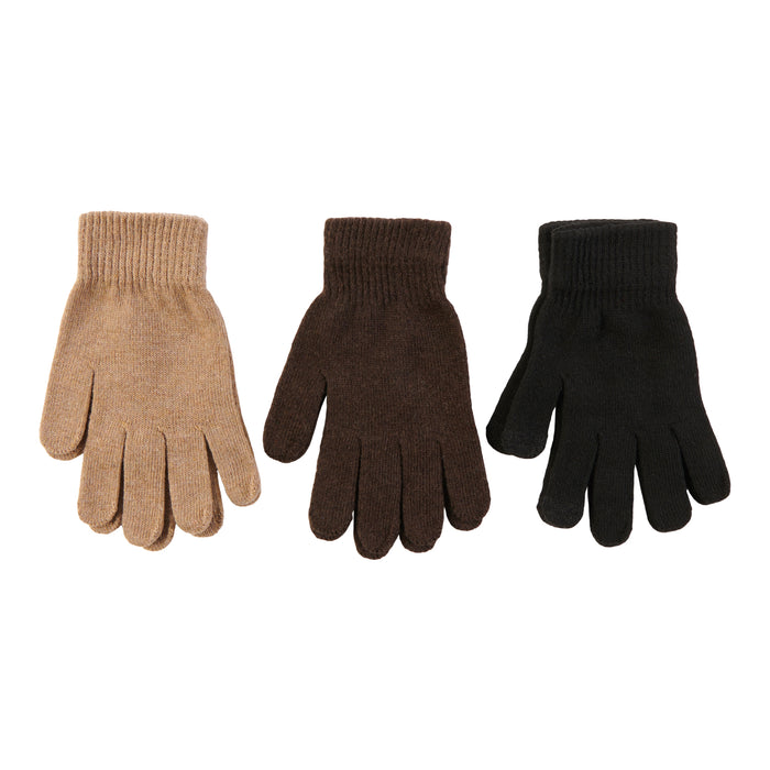 Men's Solid Mini Gloves, 3-Pack, Assorted