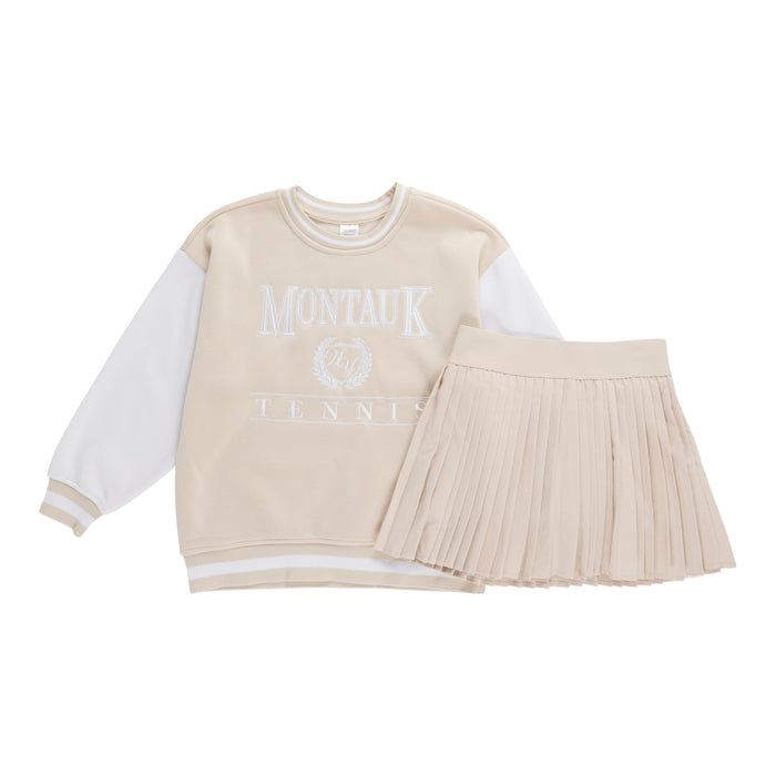 Girls' Long Sleeve Crew Neck Top and Skort Set, 2-Piece