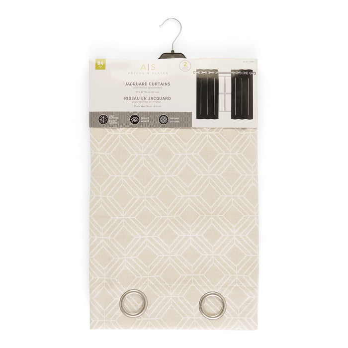 Jacquard Curtains with Grommets, 2-Pack, 37-in x 84-in.
