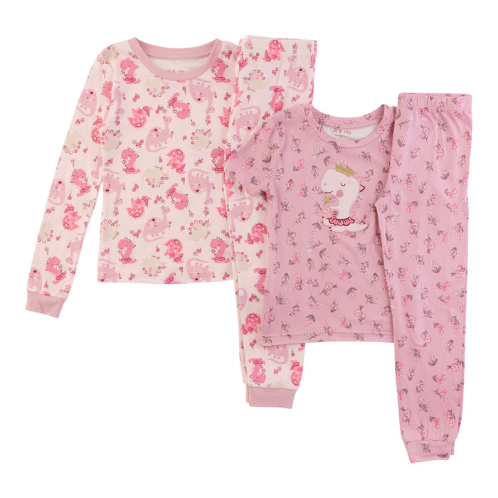 Ensemble de pyjama imprimé pour petites filles, 4 pièces