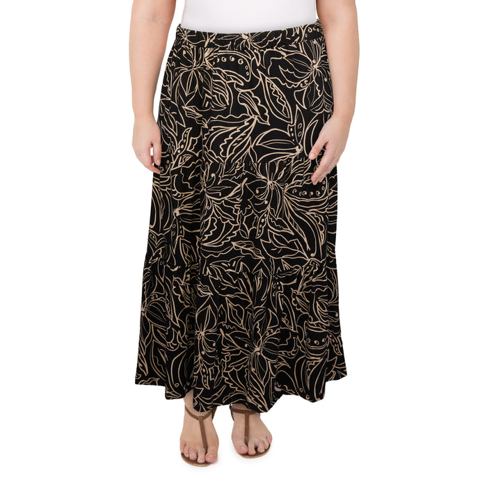 Women's Plus Tired Skirt with Pockets, Assorted