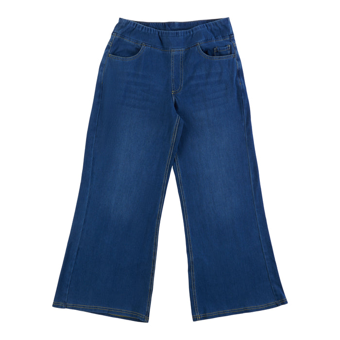 Classic Editions Women's Classic Flair Petite Wide Leg Denim Pants