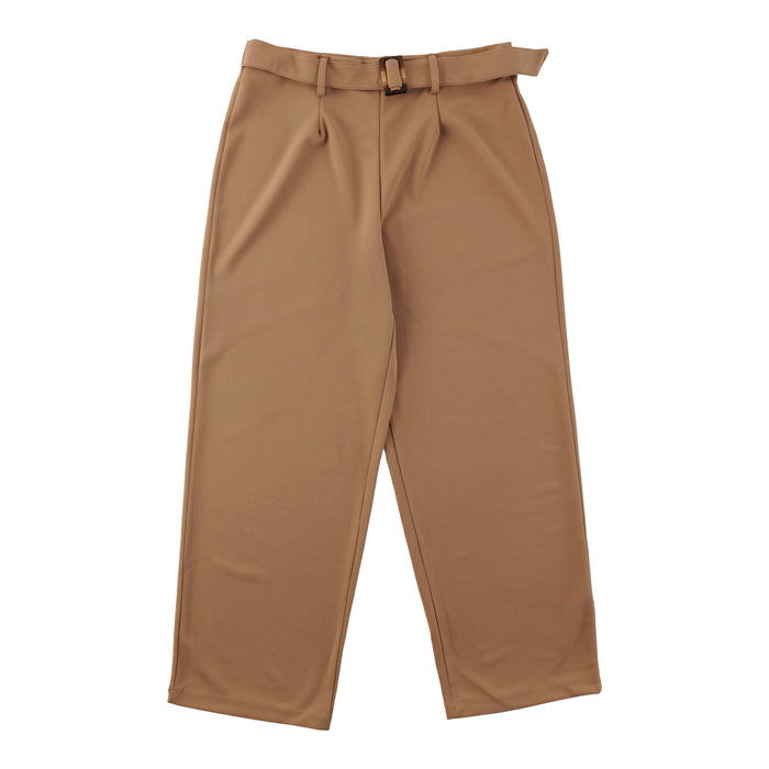 Pantalon taille haute en crêpe à jambe large avec ceinture taille plus pour femmes