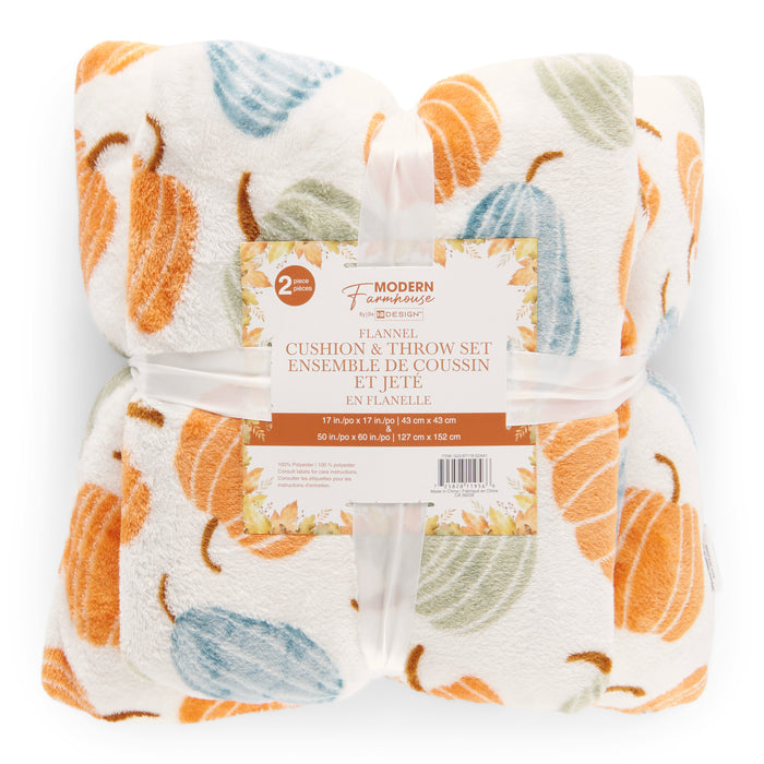 Ensemble coussin et jeté d’automne, 2 pièces