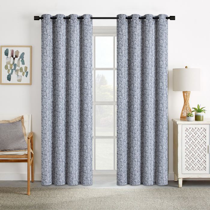 Printed Jacquard Curtain with Grommets, 52-in x 84-in.