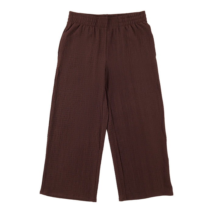 lily morgan Women's Solid Crinkle Wide-Leg Cropped Pants