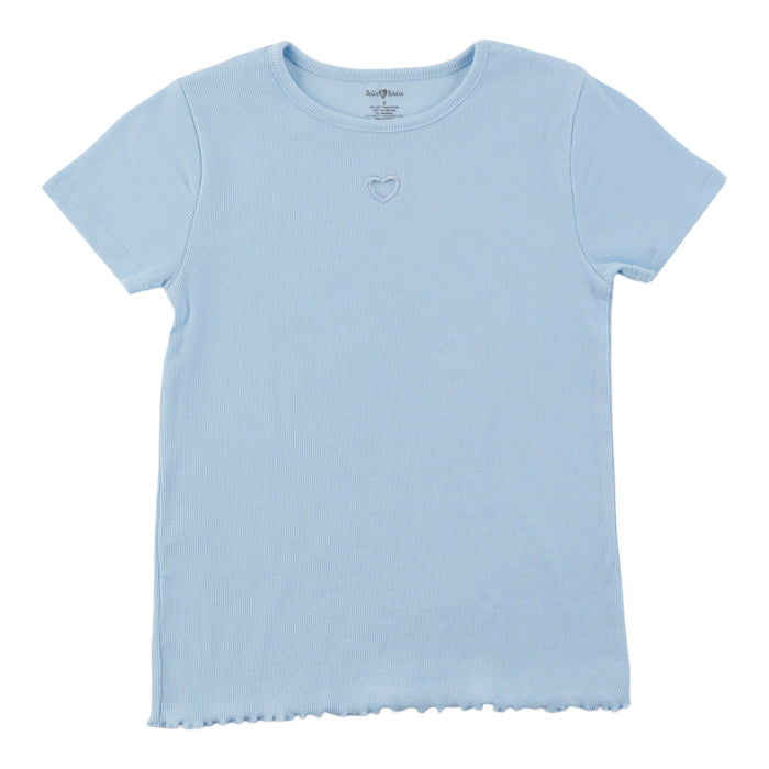 T-shirt côtelé à manches courtes avec détail de cœur Inspiration automnale BELLA & BIRDIE pour filles