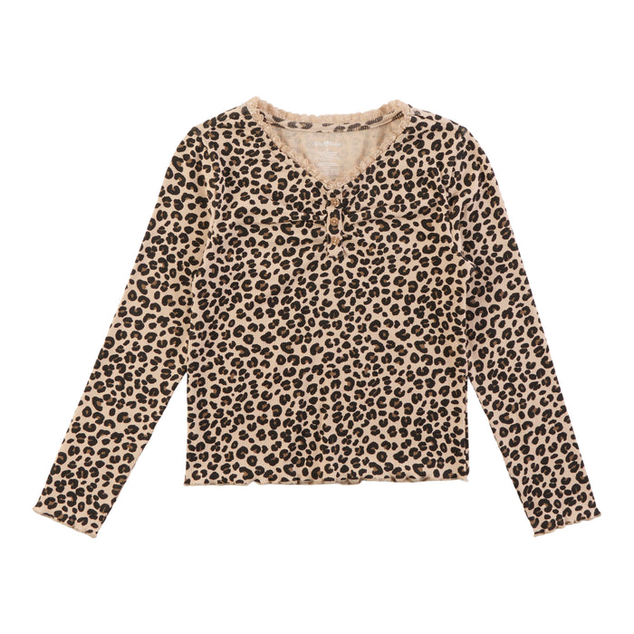 BELLA & BIRDIE Girls' Autumn Flair Lace Detail Ribbed Long Sleeve Top