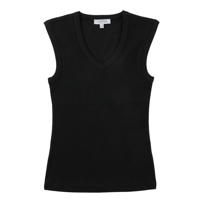 mySTYLE Women's V-Neck Ribbed Tank Top