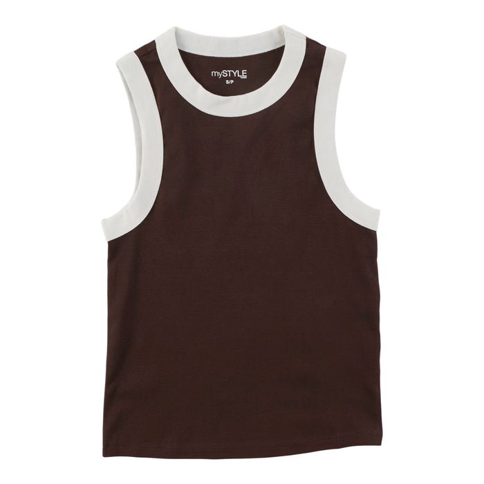 mySTYLE Women's High Neck Ribbed Tank Top