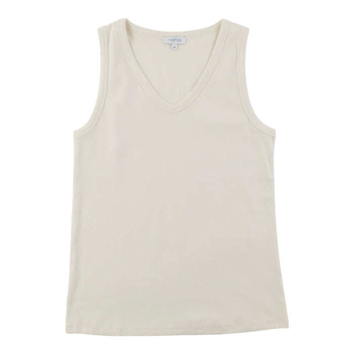 mySTYLE Women's Plus U-Neck Ribbed Tank Top