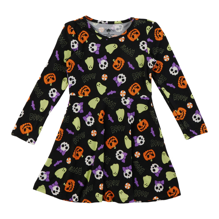 Robe imprimée à manches longues de fantaisie pour toutes-petites