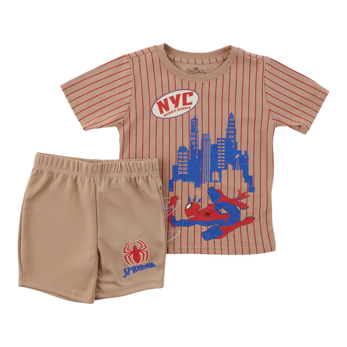 Ensemble t-shirt et short Spider-Man sous licence pour garçons, 2 pièces