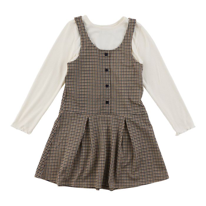 Robe-salopette à carreaux et manches longues Inspiration automnale BELLA & BIRDIE pour filles