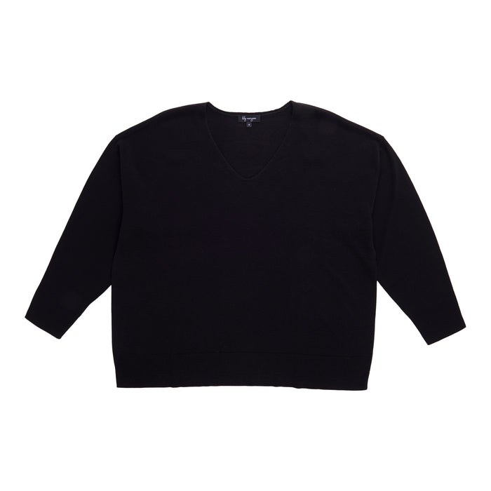 lily morgan Women's Plus V-Neck Cashmere-Like Sweater