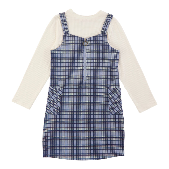 Robe-salopette à carreaux et manches longues Inspiration automnale BELLA & BIRDIE pour filles