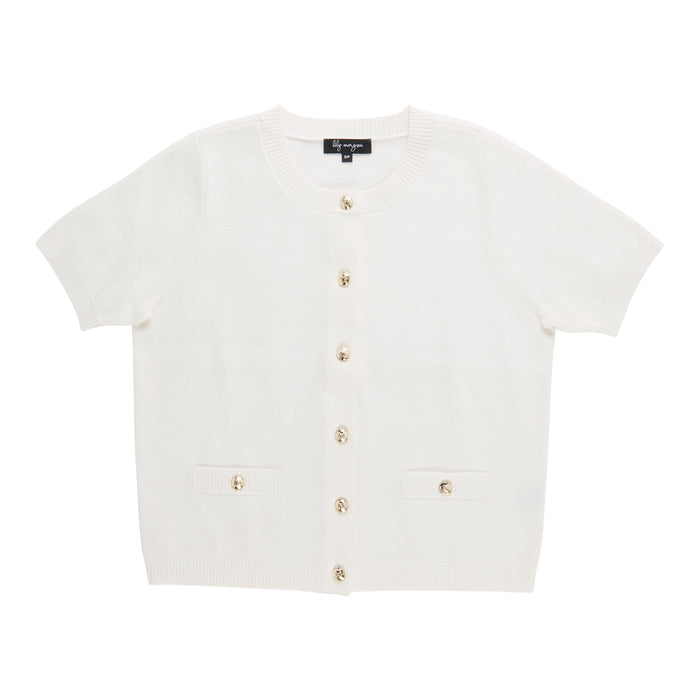 lily morgan Women's Short Sleeve Button Front Cardigan