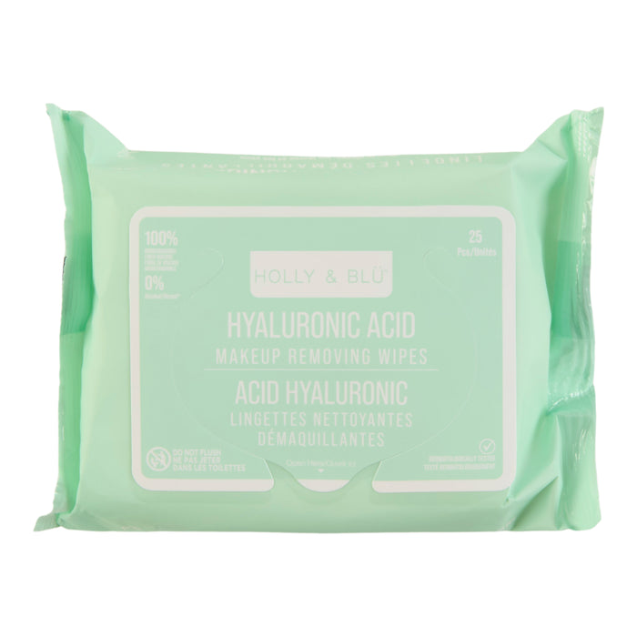 Lingettes démaquillantes avec acide hyaluronique Holly & Blu, emb. de 25