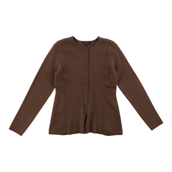 lily morgan Women's Button Front Peplum Cardigan