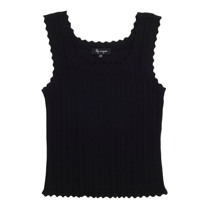 lily morgan Women's Solid Pointelle Tank Top