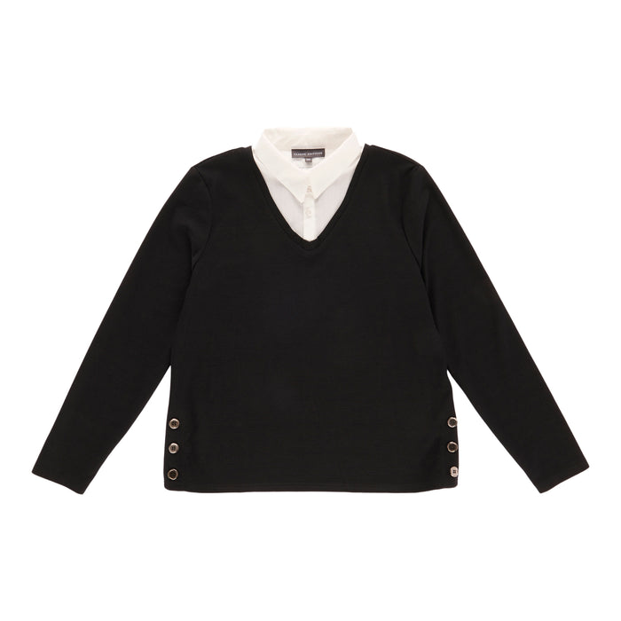 Classic Editions Women's 2-Fer Top with Side Buttons