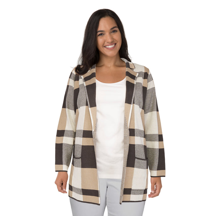 lily morgan Women's Plus Plaid Cardigan
