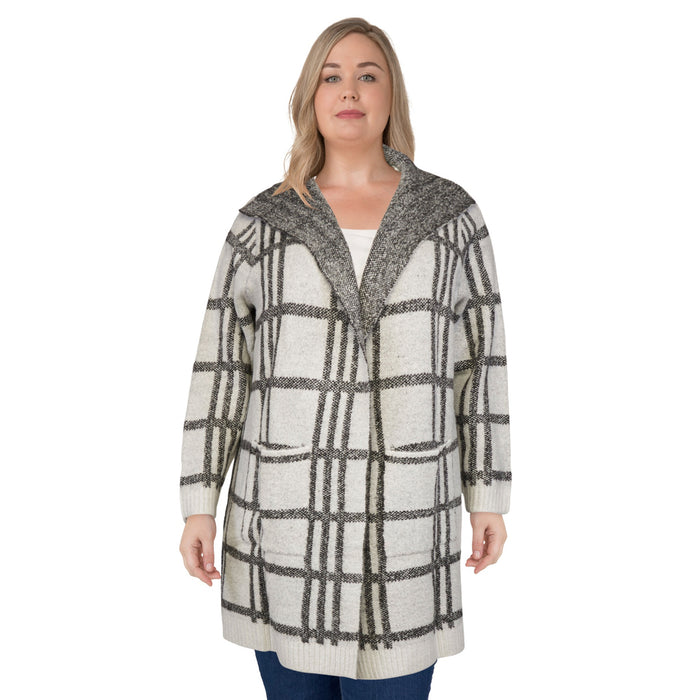 Cardigan à carreaux avec poches taille plus lily morgan pour femmes