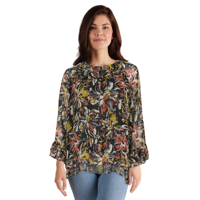 Classic Editions Women's Printed Double Layer Blouse
