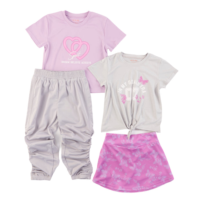 Ensemble jupe-short et legging pour filles, 4 pièces