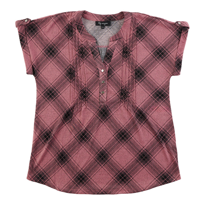 lily morgan Women's Printed Pintuck Top
