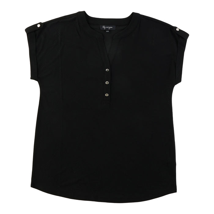 lily morgan Women's Short Tab Sleeve Button Top