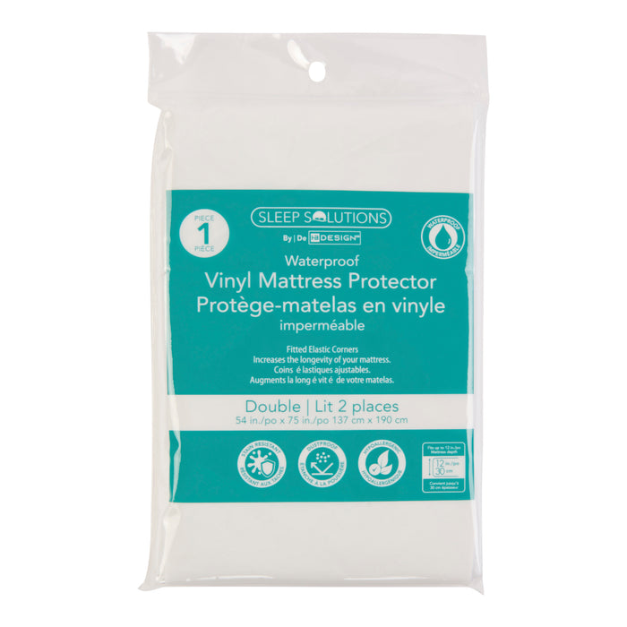 Protège-matelas imperméable en vinyle Sleep Solutions, lit deux places, 54 po x 75 po