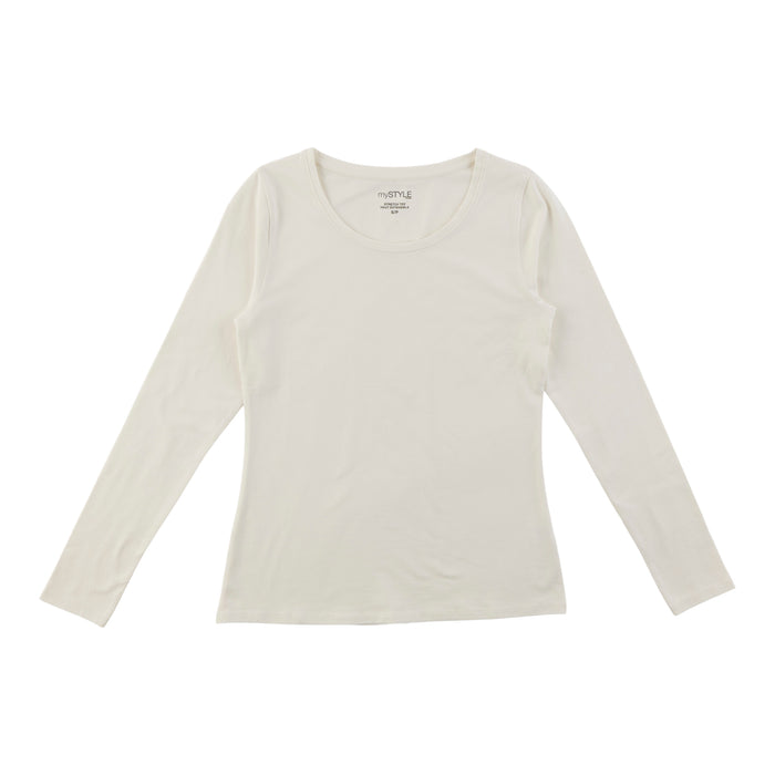 mySTYLE Women's Long Sleeve Scooped Neck Tee