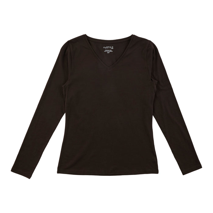 mySTYLE Women's Long Sleeve V-Neck Tee