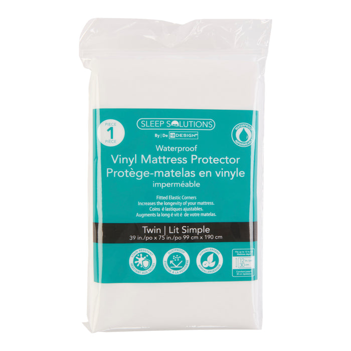 Sleep Solutions Vinyl Waterproof Mattress Protector, Twin, 39-in x 75-in.