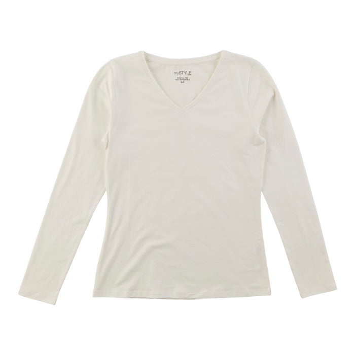 mySTYLE Women's Long Sleeve V-Neck Tee