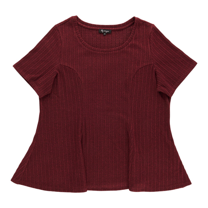 lily morgan Women's Plus Short Sleeve Sweater Knit Top