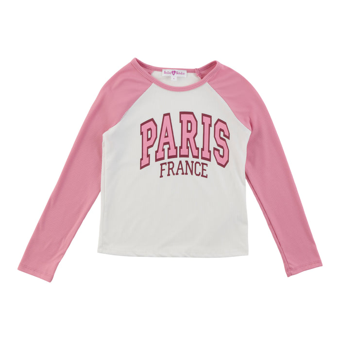 Haut côtelé style baseball à manches longues Inspiration automnale BELLA & BIRDIE pour filles