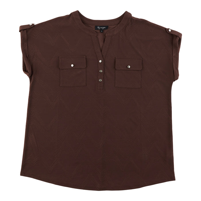 lily morgan Women's Plus Top with Dual Chest Pockets