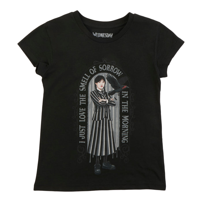 T-shirt imprimé à manches courtes Wednesday sous licence pour filles