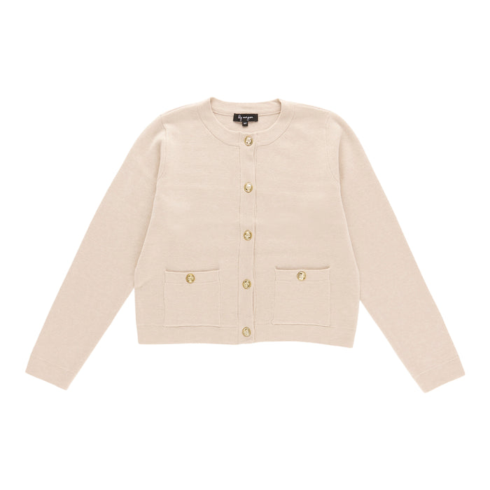 Cardigan uni avec boutons couleur or lily morgan pour femmes