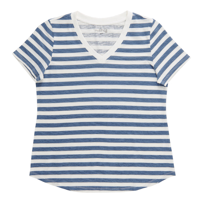 mySTYLE Women's V-Neck Short Sleeve Top